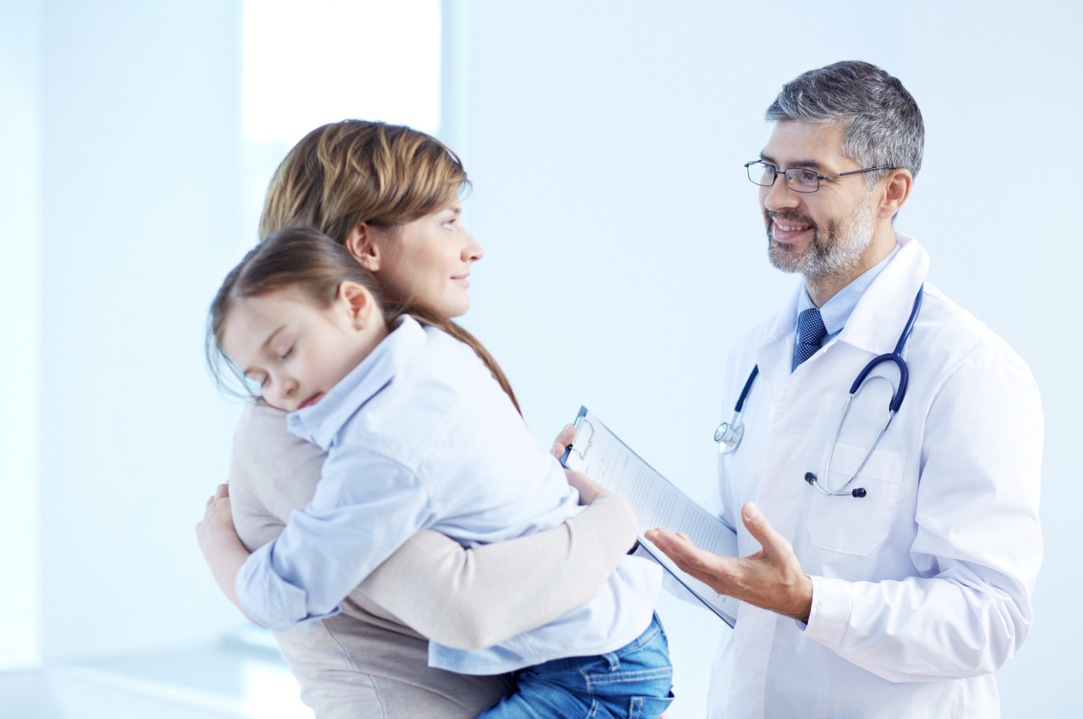 coronis health hospital doctor consulting parent and child
