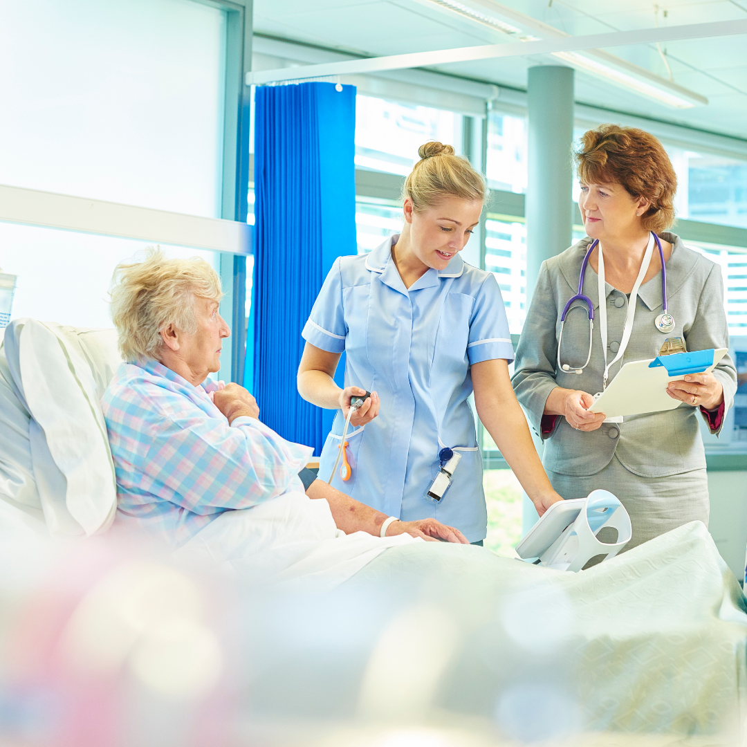 coronis health hospital medical workers examining elderly patient