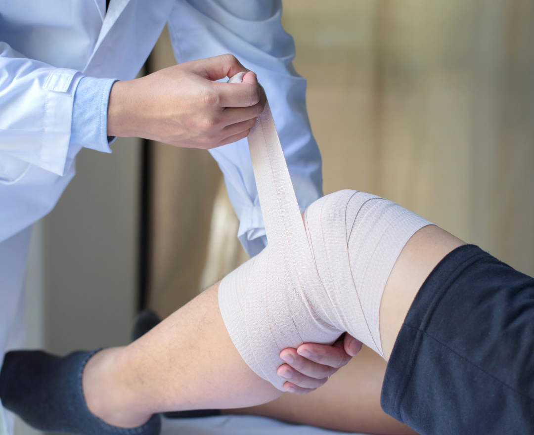 coronis health orthopedist wrapping patient's leg